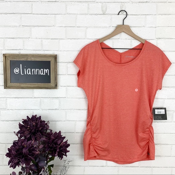Eddie Bauer Tops - SALE 💜 Eddie Bauer Orange Ruched Short Sleeve Top